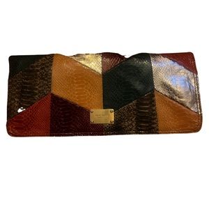 Vintage Nine West Patchwork Snakeskin Folded Clutch